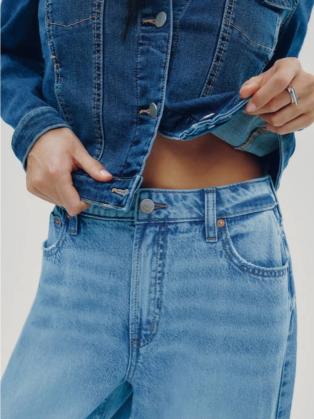 High-Rise Barrel  Light Blue Women's Jeans - Petite - Picture 4 of 6